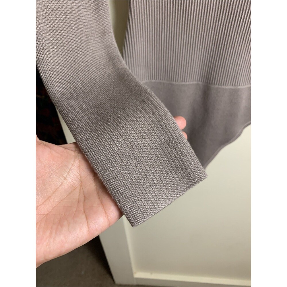 ABERCROMBIE & FITCH Taupe Crew Neck Bodysuit Long Sleeve Corset Ribbed Small Y2K - Picture 6 of 9